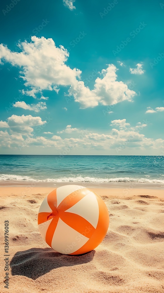 Obraz premium Beach Ball on Sandy Shore
