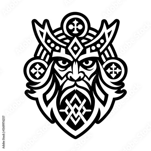 A solid style icon of pagan warrior symbol