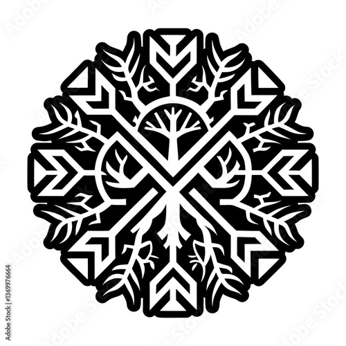 A glyph style icon of rune motif tattoo