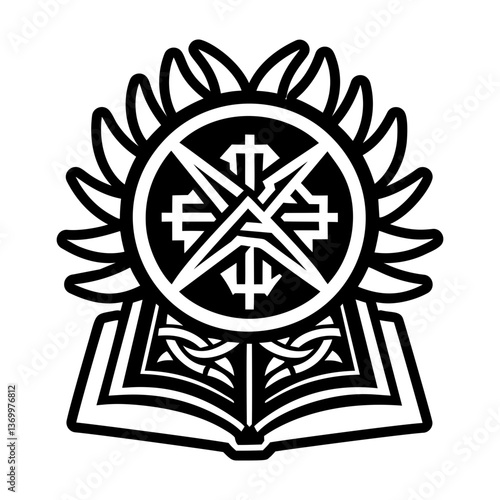 A filled style icon of sacred book tattoo