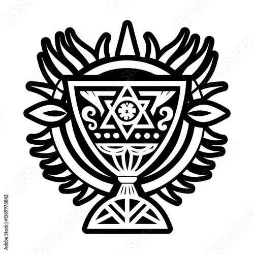 A glyph style icon of sacred chalice symbol