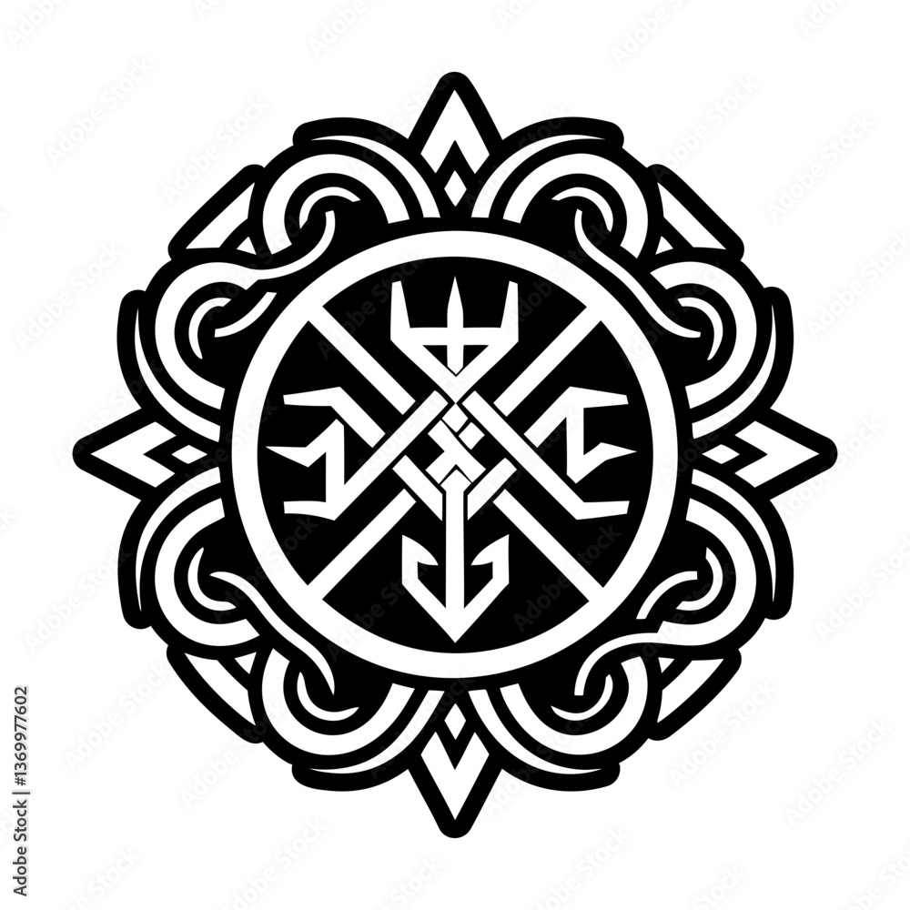 A filled style icon of storm rune symbol A filled style icon of storm rune symbol