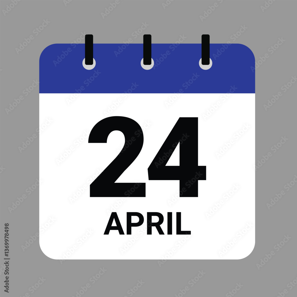 Vector illustration of a calendar icon showing dates and events. APRIL 24 Calendar Icon – Flat Design, Minimalist Date Illustration Vector illustration of a calendar icon showing dates and events. APRIL 24 Calendar Icon – Flat Design, Minimalist Date Illustration