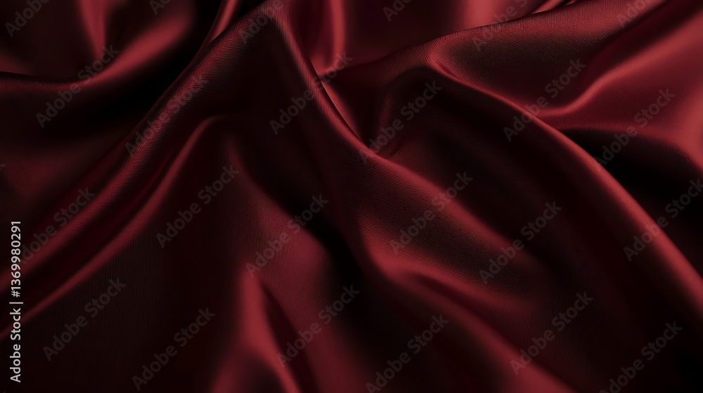 Elegant maroon silk fabric with flowing drapes and luxurious texture for fashion design Elegant maroon silk fabric with flowing drapes and luxurious texture for fashion design