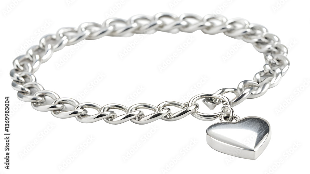 Elegant Silver Chain Bracelet with Heart Charm A Stunning Piece of Jewelry isolated on white or transparent background Generative AI Elegant Silver Chain Bracelet with Heart Charm A Stunning Piece of Jewelry isolated on white or transparent background Generative AI
