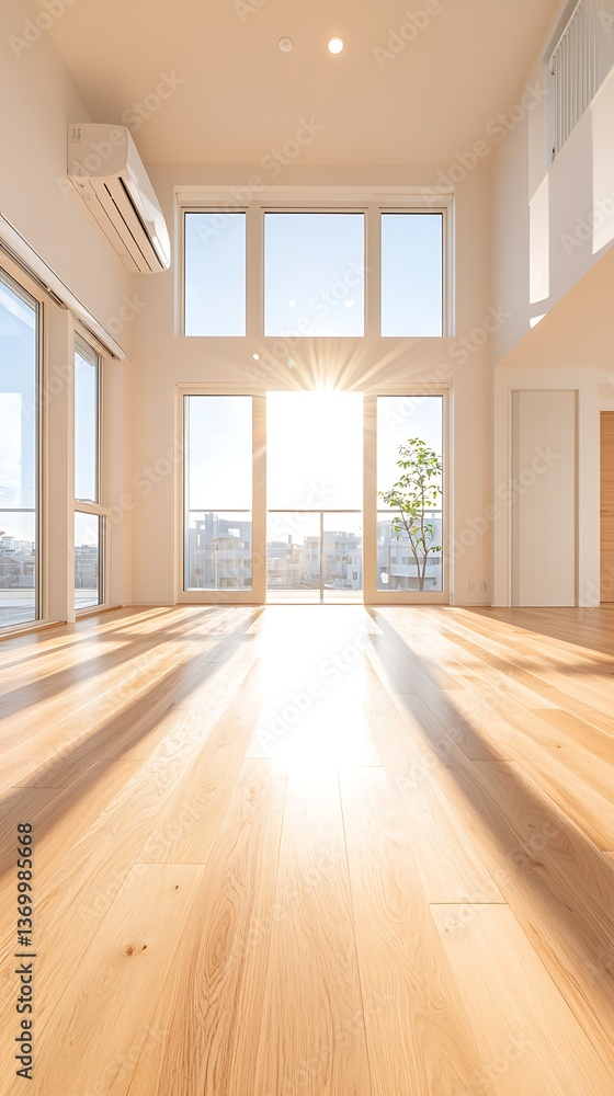 Obraz premium Sunlit Modern Apartment Interior.