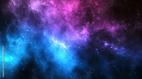 Beautiful cosmic nebula background with colorful glowing clouds and stars in deep space
