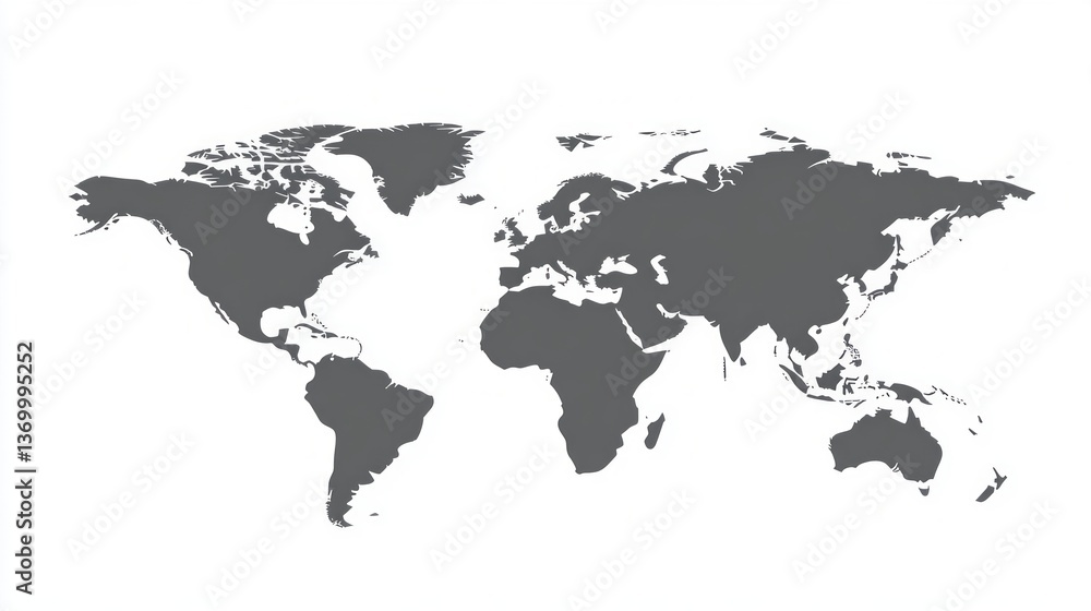 Fototapeta premium Global map visualization featuring continents and oceans digital graphic modern environment high-quality perspective