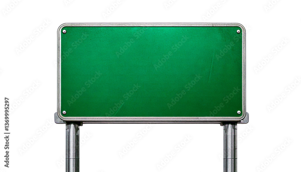 blank green road sign with silver poles, Generative AI transparent background. blank green road sign with silver poles, Generative AI transparent background.