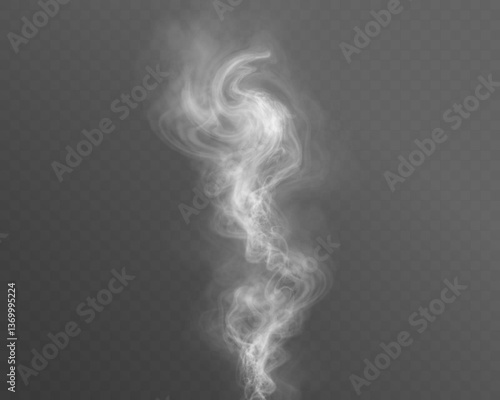 White smoke, vape, fog, smog. Illustration of smoke on a transparent background.
