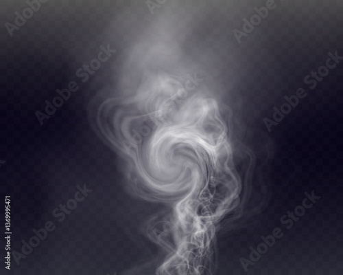 White smoke, vape, fog, smog. Illustration of smoke on a transparent background.
