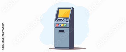 Accessible ATM interface design with vibrant buttons, user-friendly concept