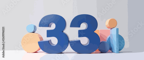 Bold numerical sign showcasing '33', minimalist modern design
