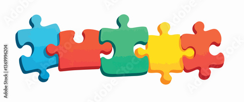 Diverse puzzle pieces connected in unity, symbolizing inclusivity