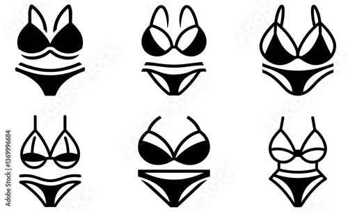 Collection of Stylish Women's Swimsuit Designs on a white background