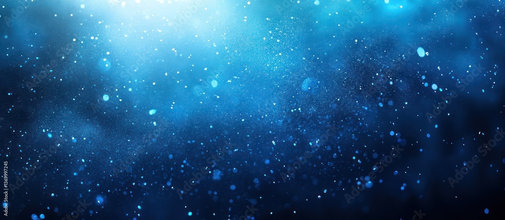 Fototapeta premium Blue abstract bokeh background, sparkling particles, dark backdrop, design element