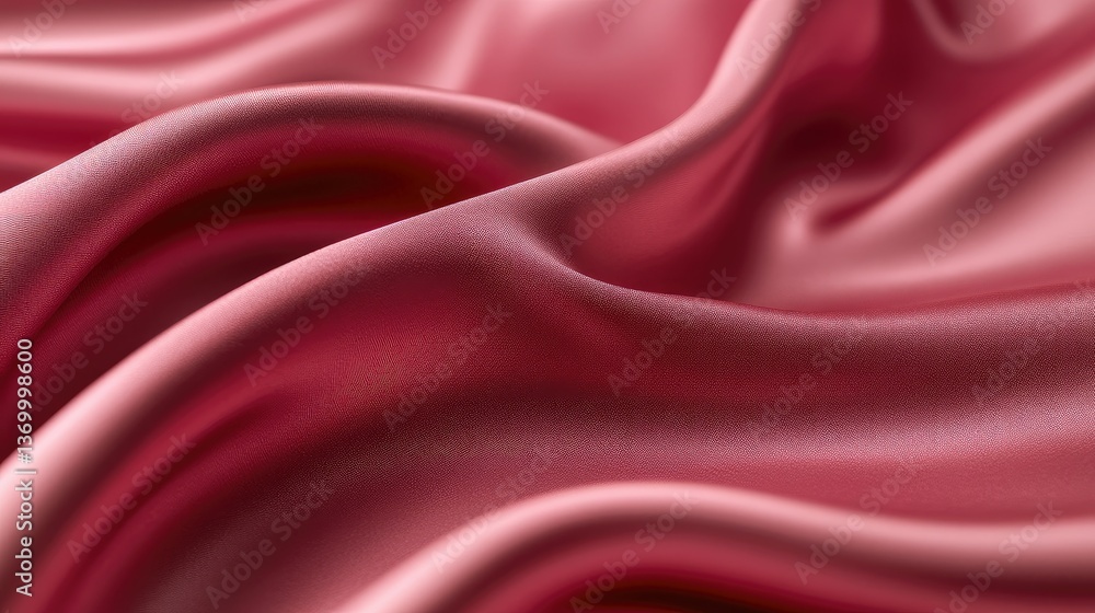 Fototapeta premium Deep pink satin fabric resembling velvet with wavy, natural, graceful curves.