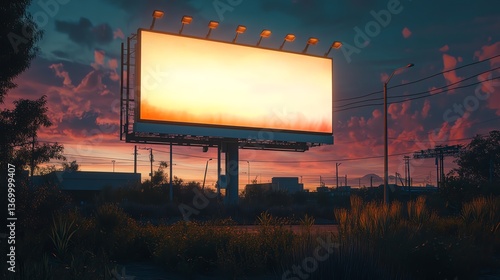 Sunset Billboard: A Serene, Illuminated Landscape