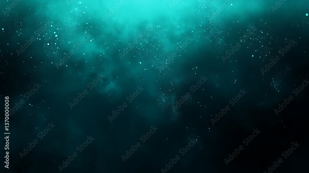 Abstract teal blue background with sparkling light particles and dark gradient design Abstract teal blue background with sparkling light particles and dark gradient design