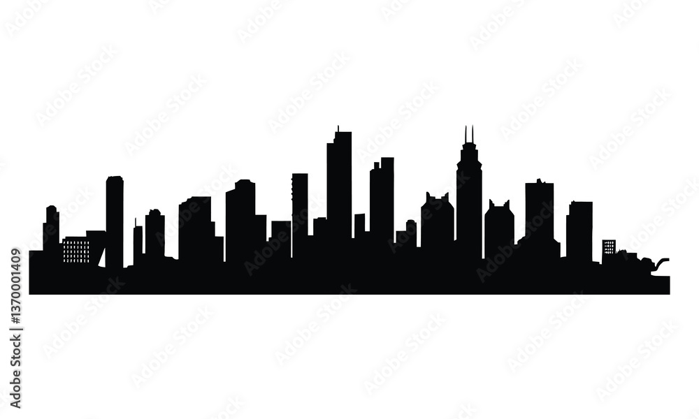 Fototapeta premium Accra City Skyline Silhouette, Vector, Icon, Logo, White Background.