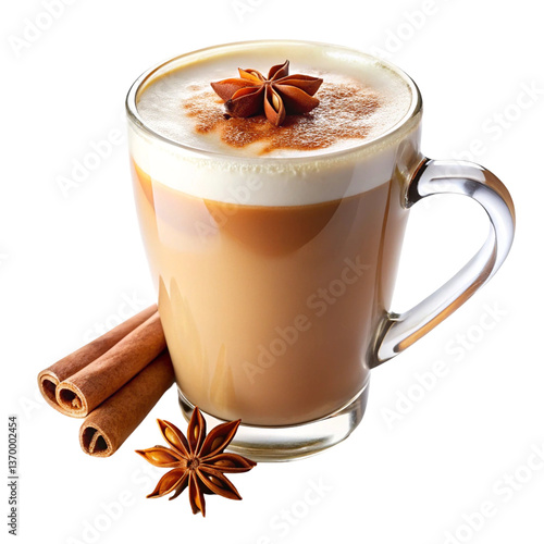 Chai Latte isolated on transparent background  
