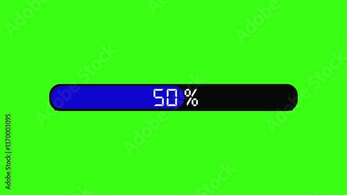 Smooth Blue Loading Bar on Green Screen Background