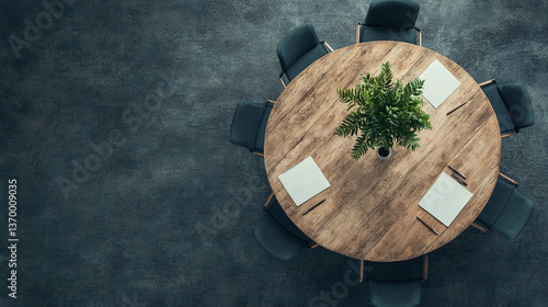 Round Conference Table in Modern Office Space