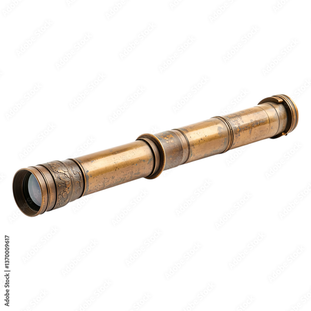 Fototapeta premium Vintage Brass Telescopes A Historical Perspective on Maritime Exploration on Transparent Background