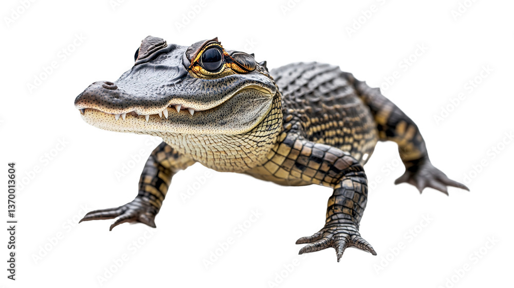 Fototapeta premium Fierce caiman alert in nature gigapixel detail wildlife close-up view
