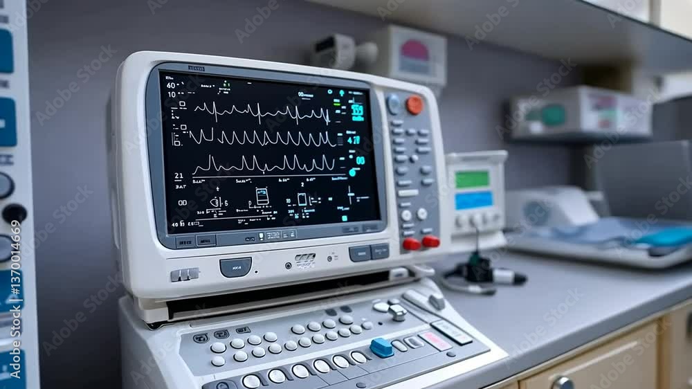 Medical Monitoring Equipment on a Gray Surface Medical Monitoring Equipment on a Gray Surface