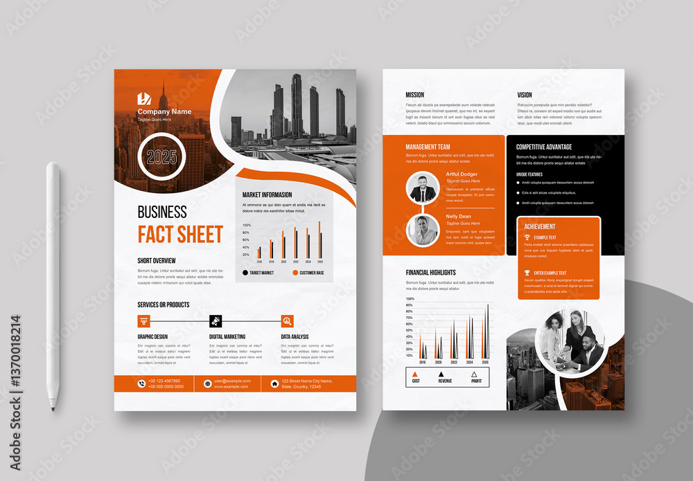 Business Fact Sheet Layout Stock Template | Adobe Stock