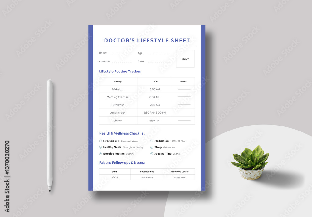 Doctor Lifestyle Sheet Template Layout Stock Template | Adobe Stock