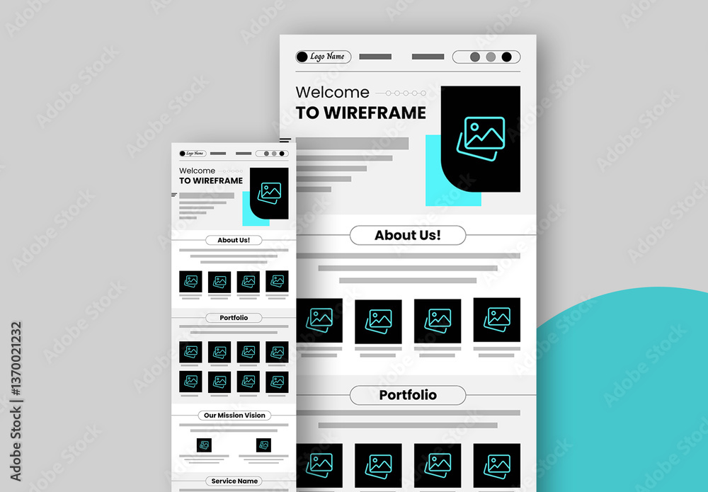 Modern Wireframe Template Layout Stock Template | Adobe Stock