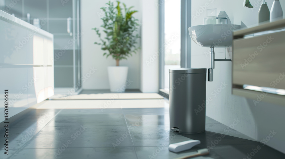 Fototapeta premium bathroom interior with waste bin