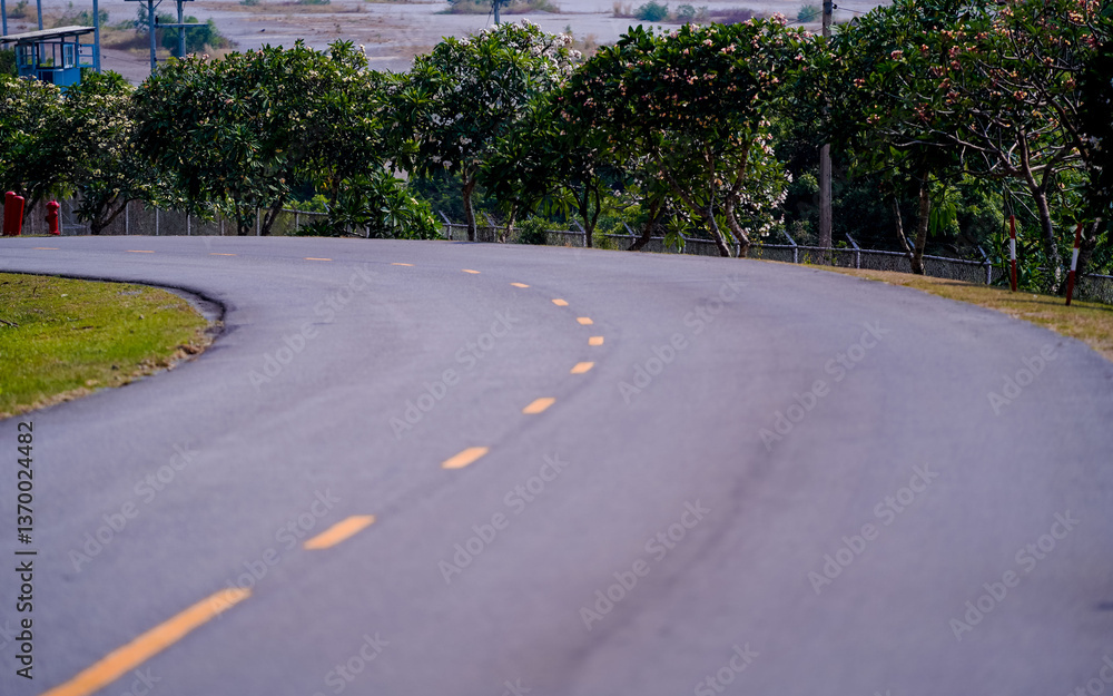 winding road surrounded by lush greenery creates serene atmosphere, inviting travelers to explore scenic landscape. gentle curves and vibrant foliage enhance peaceful setting winding road surrounded by lush greenery creates serene atmosphere, inviting travelers to explore scenic landscape. gentle curves and vibrant foliage enhance peaceful setting