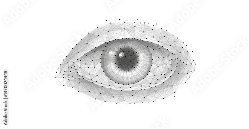 Human eye isolated on white. Ophthalmology concept, eye disease, digital vision.