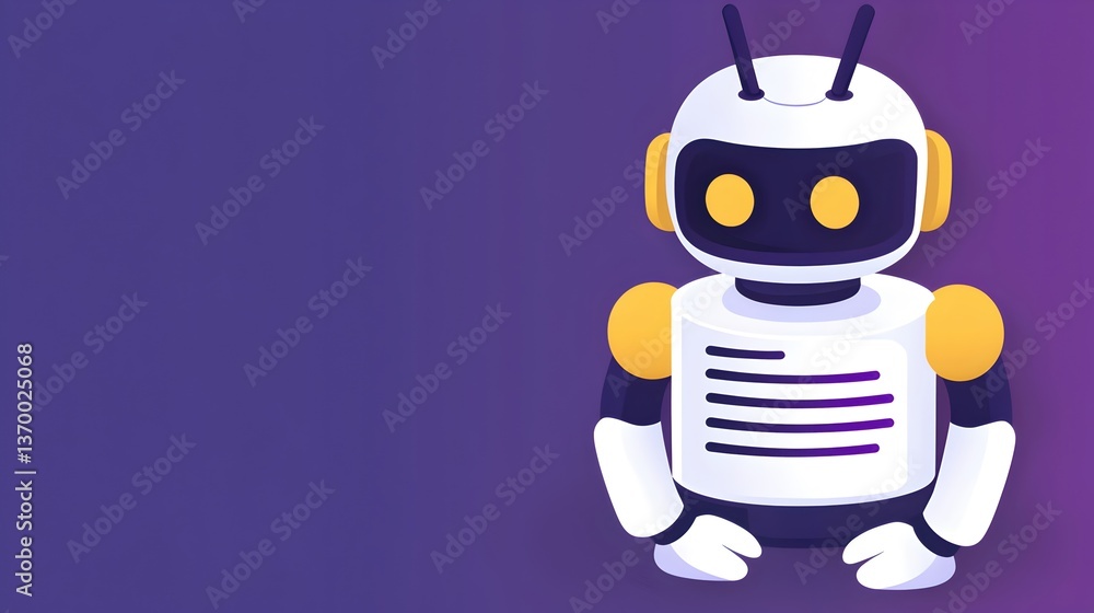 Cute Cartoon Robot Character with Friendly Expression and Modern Design Cute Cartoon Robot Character with Friendly Expression and Modern Design