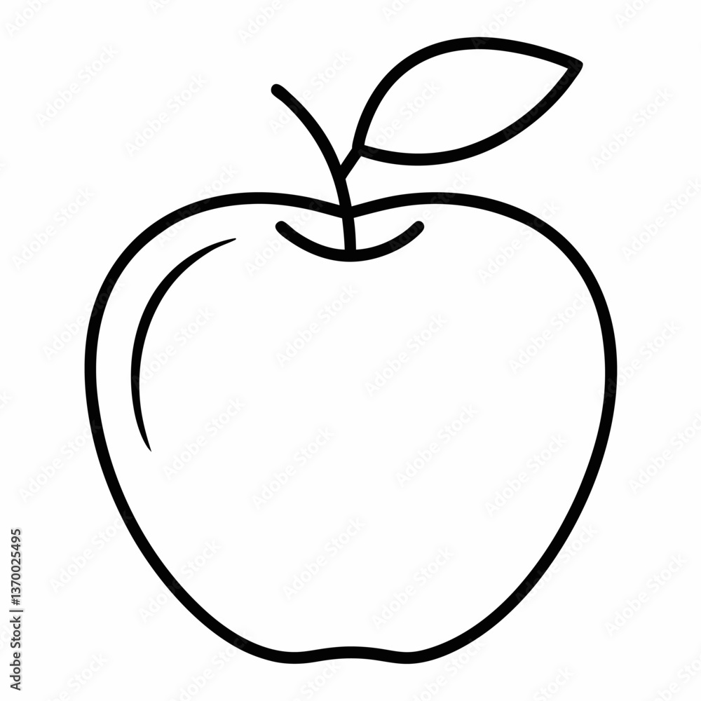 Minimalist Line Art of Honeycrisp Apple – Thin Black Outline with Stem and Leaf, Elegant Vector Design Minimalist Line Art of Honeycrisp Apple – Thin Black Outline with Stem and Leaf, Elegant Vector Design