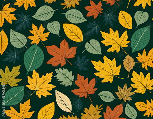 일러스트 느낌의 여러 나뭇잎 그림