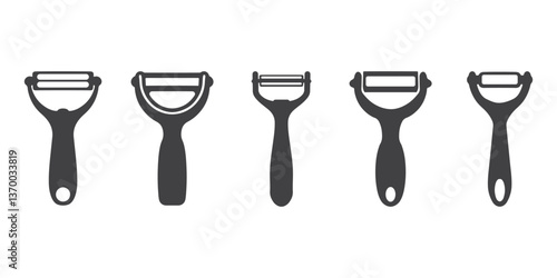 Peeler Icons Silhouette Vector Set