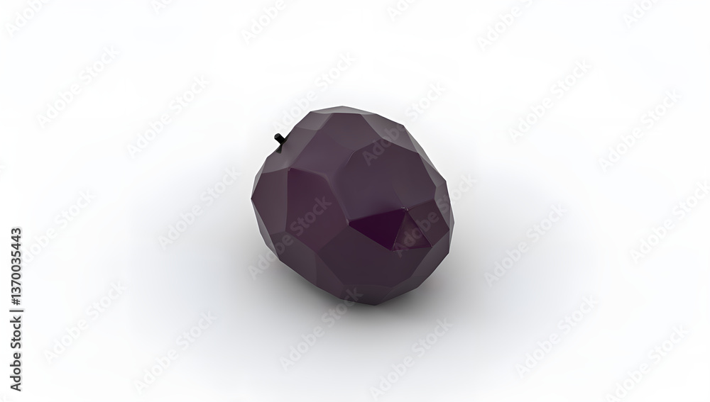 Fototapeta premium Subtle Depth: Low Poly Prune in Flat Colors