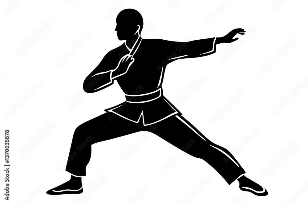 Obraz premium Kung Fu silhouette vector illustration