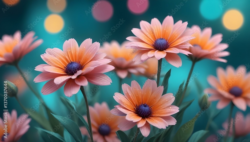 A digital painting of flowers with a shallow depth of field, the flowers are in focus while the background is blurred A digital painting of flowers with a shallow depth of field, the flowers are in focus while the background is blurred