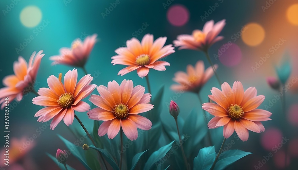 A digital painting of flowers with a shallow depth of field, the flowers are in focus while the background is blurred A digital painting of flowers with a shallow depth of field, the flowers are in focus while the background is blurred