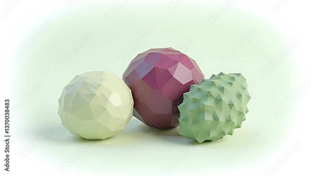 Fototapeta premium Uniform Light on Isometric Low Poly Veggies