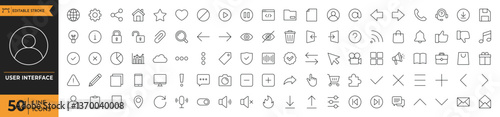 User interface icon set. Basic UI and UX icons design. editable stroke. vector illustration