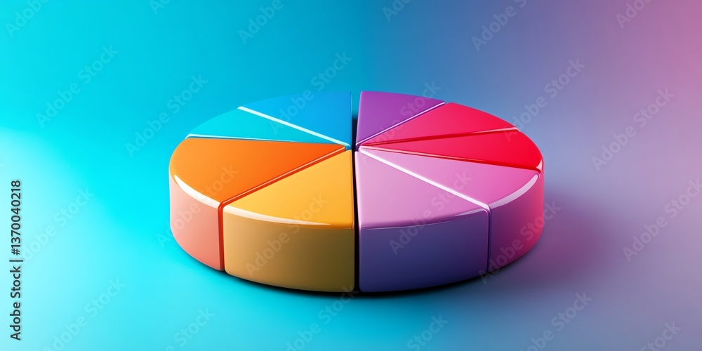 Obraz premium Vibrant Colorful Pie Chart: A Modern 3D Graphic Design