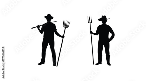 Farmer vector silhouette set