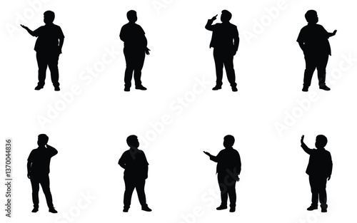 Fat Boy Silhouette Set - Expressive Gestures and Poses