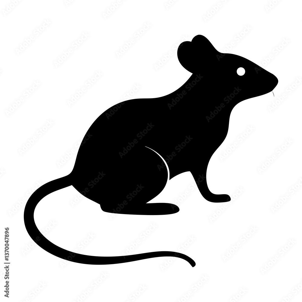 Fototapeta premium Vector Silhouette of Mouse with White isolated Background